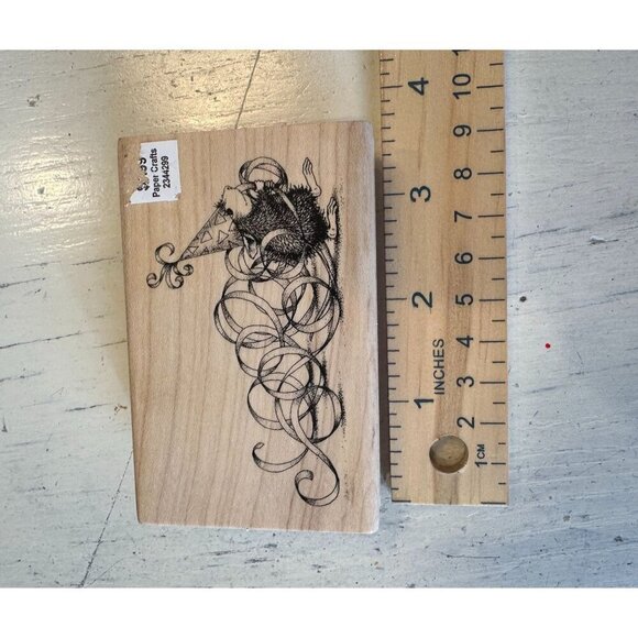 House Mouse Design Rubber Stamp Party Streamers HMW-006 Ellen Jarecke Wood Mount - Picture 6 of 8